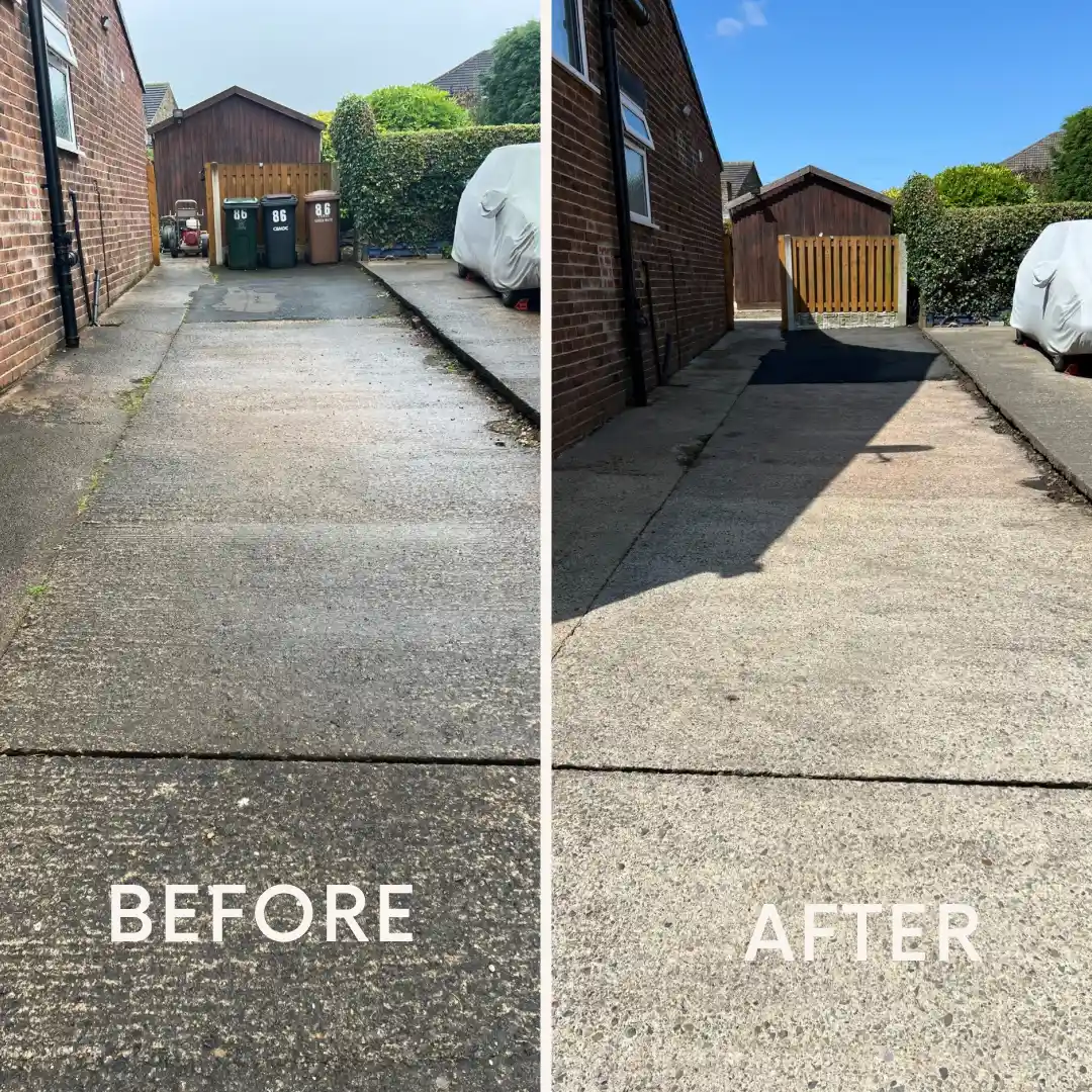 Driveway cleaning after - restored concrete