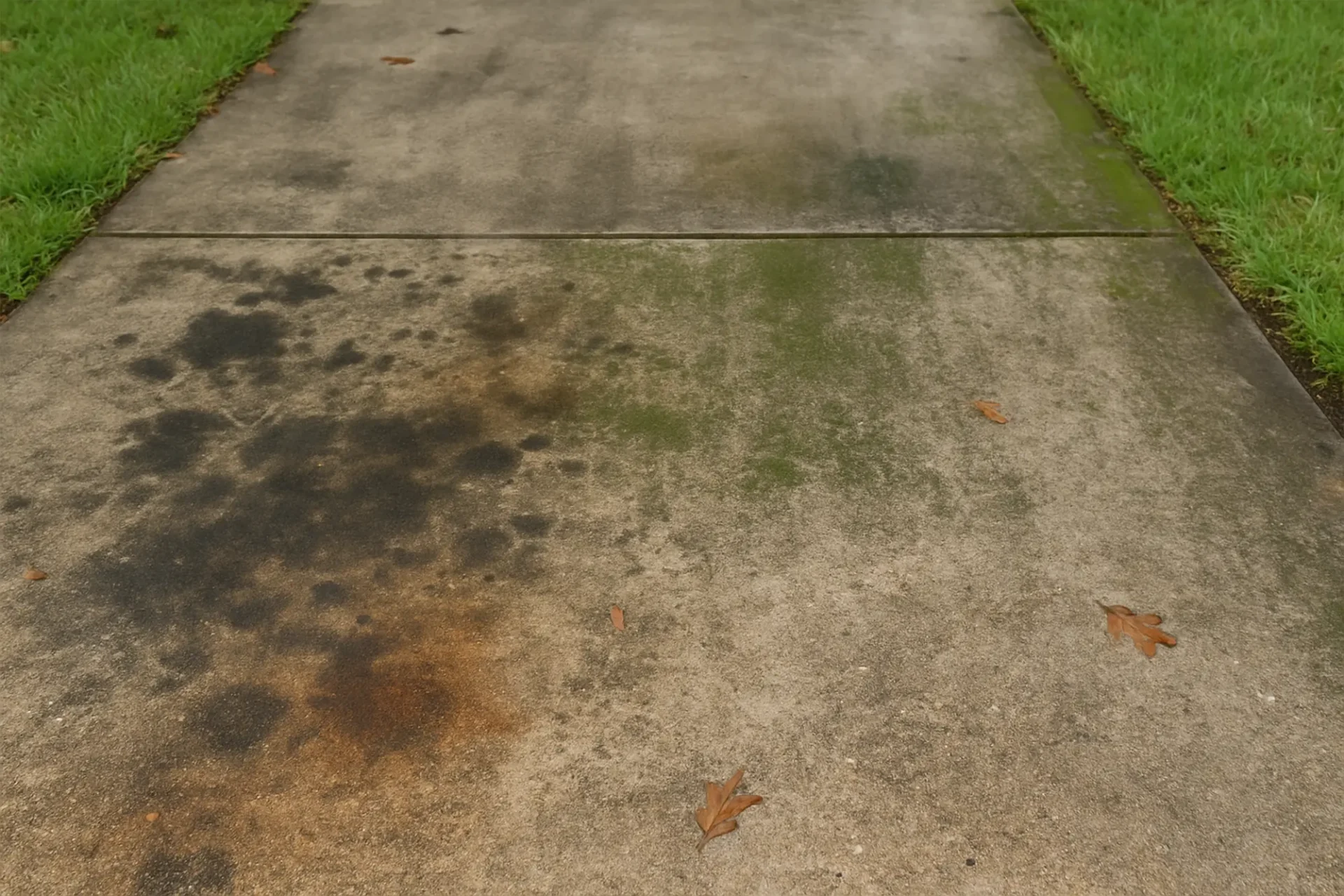 Driveway cleaning before - weathered surface
